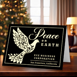 Elegant Peace on Earth Dove Business Foil Holiday Card