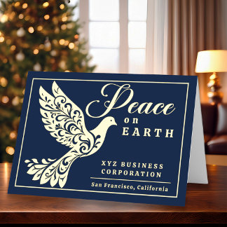 Elegant Peace on Earth Dove Business Foil Holiday Card