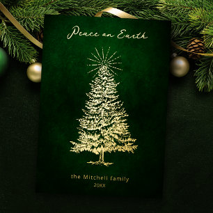 Elegant Peace on Earth Gold Christmas Tree