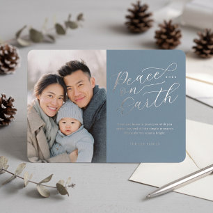 Elegant Peace on Earth Photo Foil - Dusty Blue