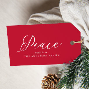 Elegant Peace Red Holiday Gift Tags