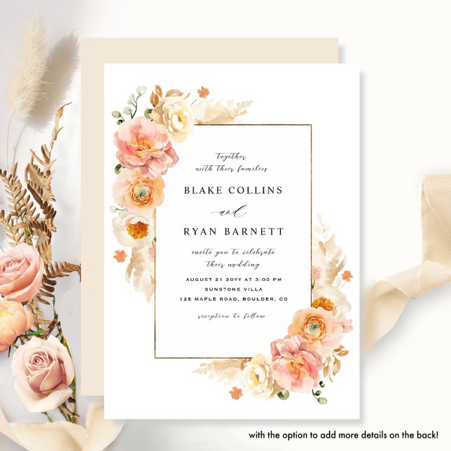 Elegant Peach and Cream Delicate Floral Wedding Invitation (Creator Uploaded)
