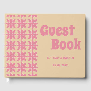 Elegant peach and pink simple classic guest book