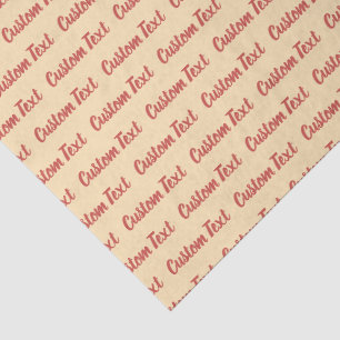 Elegant Peach and Red Cursive Script Text Pattern Tissue Paper