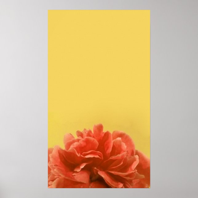 Elegant Peach and Yellow Floral Art Poster (Front)