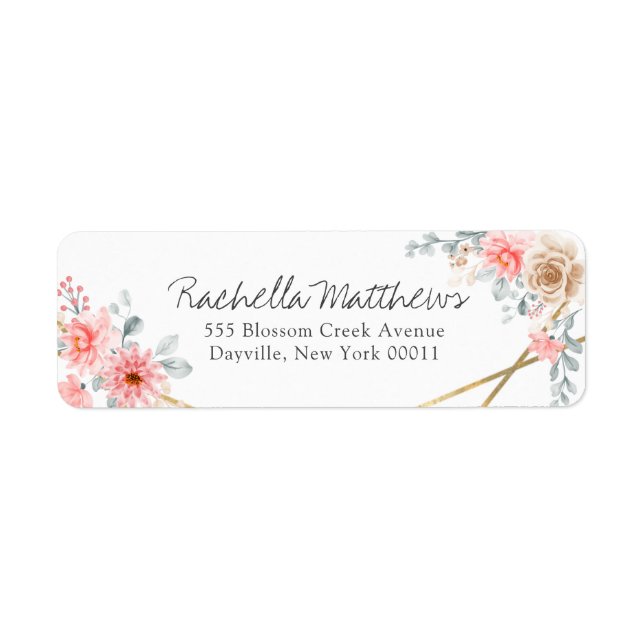Elegant Peach & Beige Geometric Floral Wedding (Front)