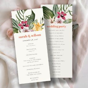 Elegant Peach Blush Boho Tropical Floral Program Invitation
