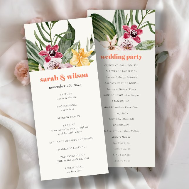 Elegant Peach Blush Boho Tropical Floral Program Invitation (Creator Uploaded)