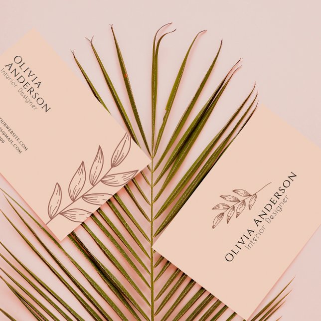 Elegant Peach Boho Tropical Modern    Business Card (Creator Uploaded)