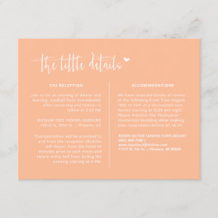 Elegant Peach Boho Wedding Details QR Code Enclosure Card