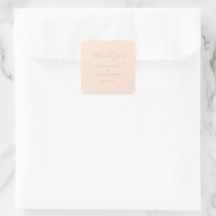 Elegant Peach Calligraphy Square Sticker