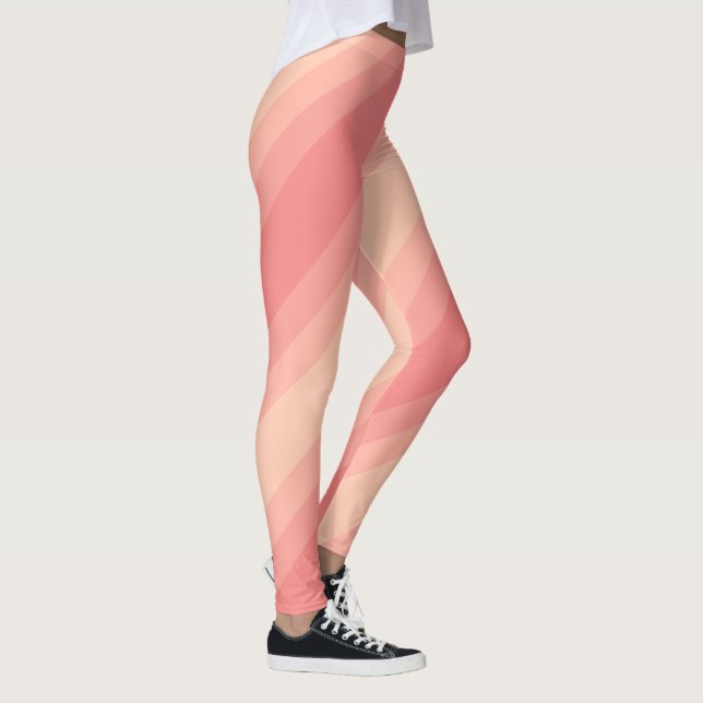 Elegant Peach Colour Stripes Template Modern Leggings (Right)