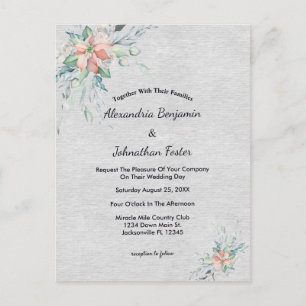 Elegant Peach Coral Flowers Bouquet Wedding Postcard