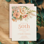 Elegant Peach Cream Floral 50th Birthday Invitation<br><div class="desc">Elegant peach and cream watercolor floral and foliage 50th birthday party invitation for women. Contact me for assistance with your customisations or to request additional matching or coordinating Zazzle products for your event(s)</div>
