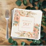 Elegant Peach Cream Floral 90th Birthday Napkin<br><div class="desc">Elegant peach and cream watercolor floral and foliage 90th birthday party paper napkins for women. Contact me for assistance with your customisations or to request additional matching or coordinating Zazzle products for your event(s)</div>