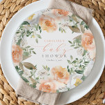 Elegant Peach Floral Baby Bloom Girl Baby Shower Paper Plate<br><div class="desc">Peach Baby In Bloom Girl Baby Shower Paper Plates features beautiful peach and white floral flowers and greenery along with modern calligraphy.</div>