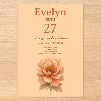 Elegant Peach Floral Birthday Invitation