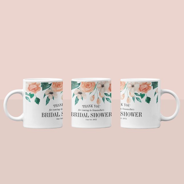 Elegant Peach Floral Bridal Shower Custom Favours Coffee Mug (Elegant Peach Floral Bridal Shower Custom Favors Coffee Mug
)