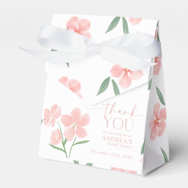 Elegant Peach Floral  Bridal Shower Favour Box (Front Side)