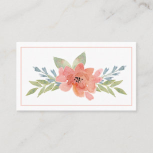 Elegant Peach Floral Business Card Watercolor
