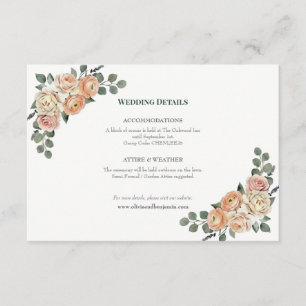 Elegant Peach Floral & Gold Lattice Complete Enclosure Card
