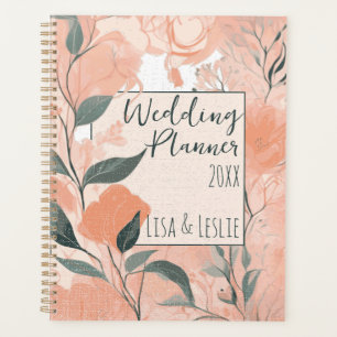 Elegant Peach Floral Personalised Bride Wedding Planner