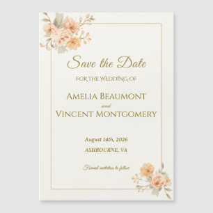 Elegant Peach Floral Save the Date Wedding Invitat