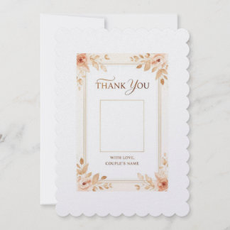 Elegant Peach Floral Wedding Thank You Card – Mini