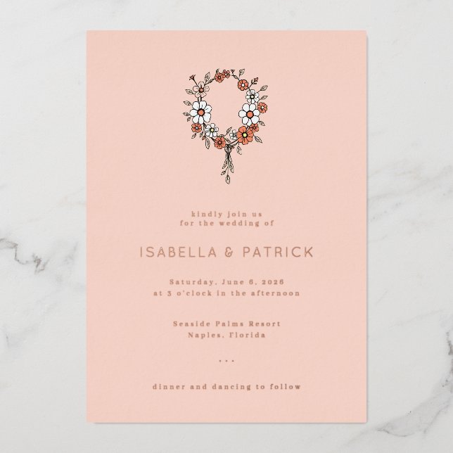 Elegant Peach Floral Wreath (Front)