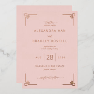 Elegant Peach Geometric Invitations