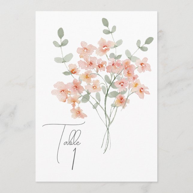 Elegant Peach &Green Watercolor Floral  Programme (Back)
