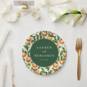 Elegant Peach Illustration Grid Paper Plate