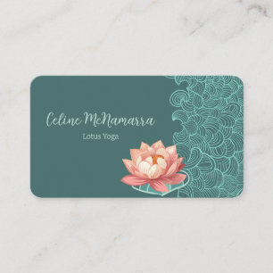 Elegant Peach Lotus On Teal  Business Card