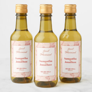Elegant Peach Marble Wedding Wine Label