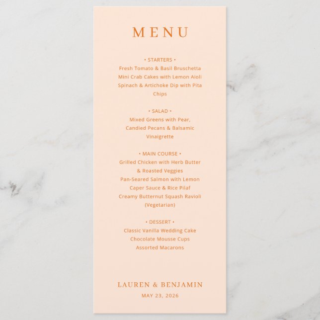 Elegant Peach Menu Template (Front)