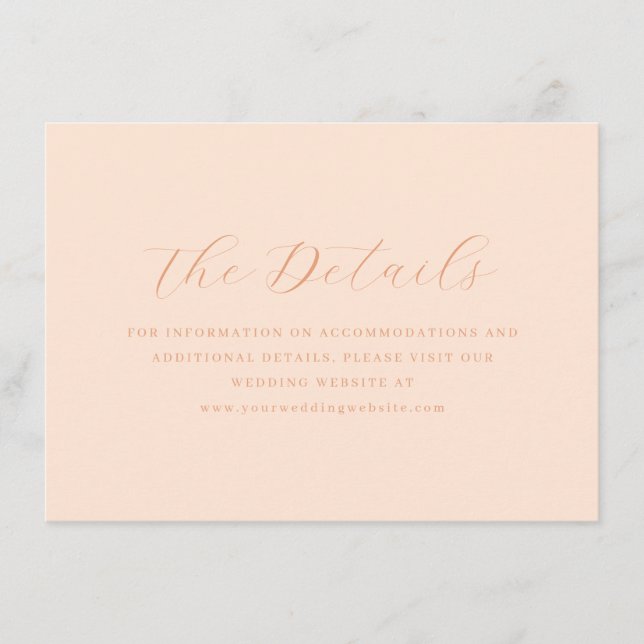 Elegant Peach Minimalist Calligraphy Enclosure Card (Front)