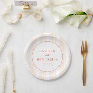 Elegant Peach Minimalist Circle Paper Plate