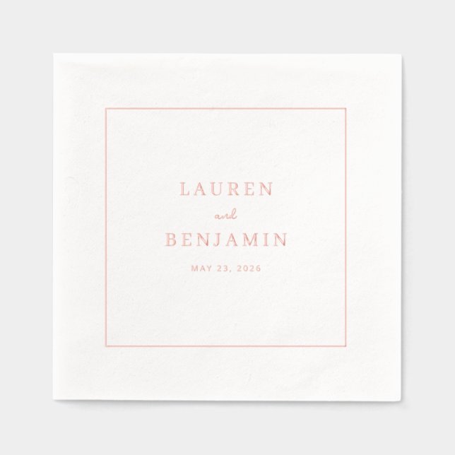 Elegant Peach Minimalist Foil Napkins (Front)