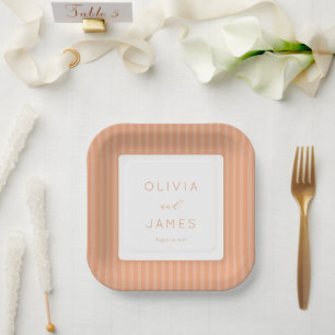 Elegant Peach Minimalist Paper Plate