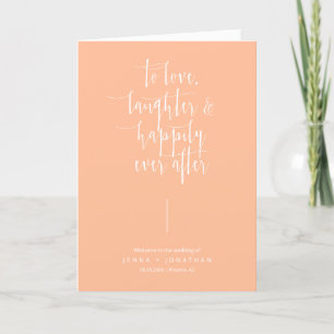 Elegant Peach Minimalist QR Code Wedding Folded Programme