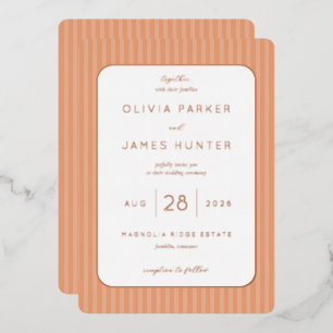 Elegant Peach Minimalist Wedding Invitation