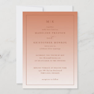 Elegant Peach Minimalist Wedding Invitation