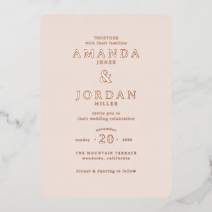 Elegant Peach Minimalist Wedding Invitation