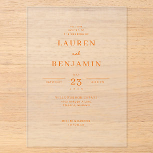 Elegant Peach Minimalist Wedding Invitation
