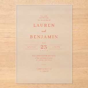 Elegant Peach Minimalist Wedding Invitation
