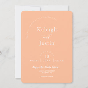 Elegant Peach Minimalist Wedding QR Code Photo Invitation