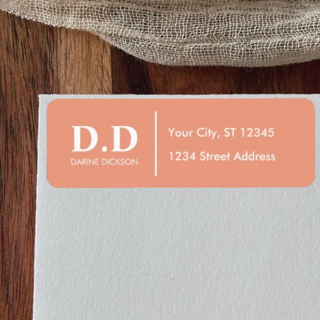 Elegant Peach Monogram Initials Return Address (Creator Uploaded)
