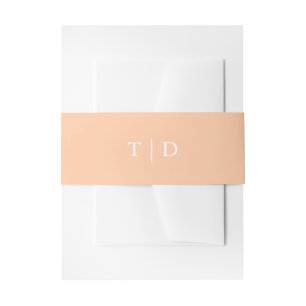 Elegant Peach Monogram Modern Wedding Invitation Belly Band