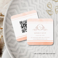 Elegant Peach Monogram RSVP and QR Code