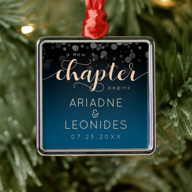 Elegant Peach Mykonos Blue Wedding A New Chapter Metal Tree Decoration (Tree)